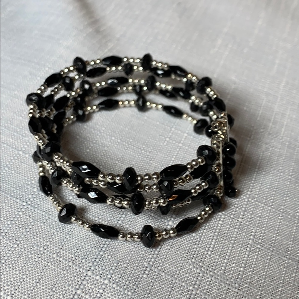 Black / Silver Bead Bracelet